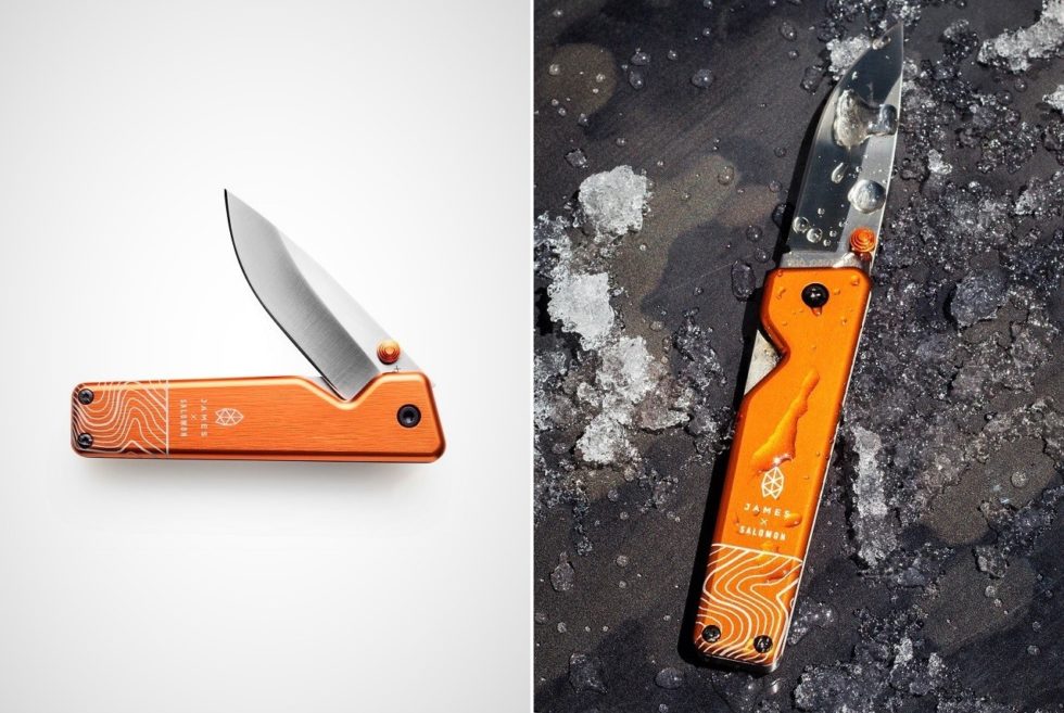 The CHAPTER x SALOMON Orange + Titanium Knife