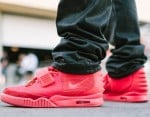 red october yeezy on feet