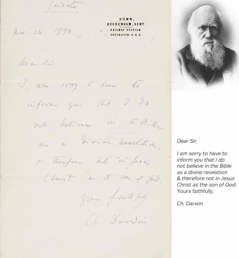 DARWIN CHARLES - 1809-1882 Autograph Letter Signed ( Ch. Darwin )