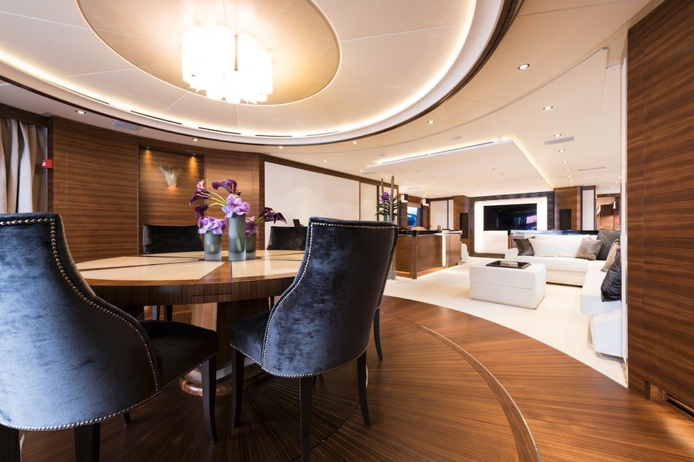 Hybrid Silver Wind Motor Yacht Dining Area