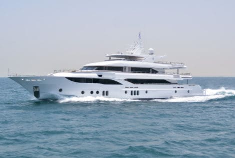 Majesty 155 Luxury Yacht Side View