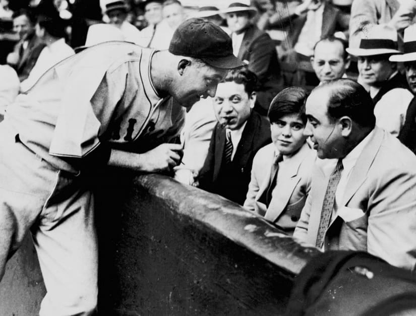 Al Capone a celebrity. Ringside at Comiskey Park, sitting with state Rep Roland Libonati