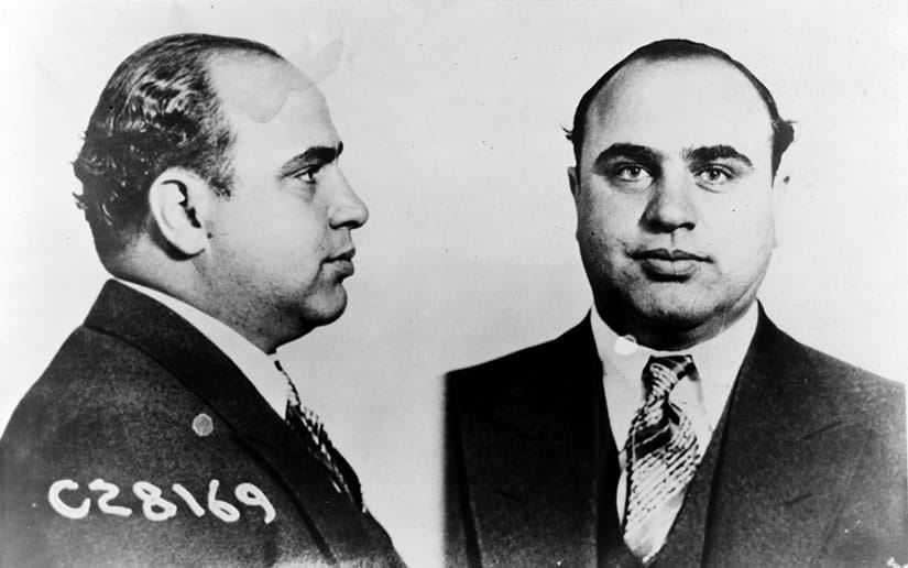 Al 'Scarface' Capone, nickname he received because of the scar on his face, caused by a cutting knife