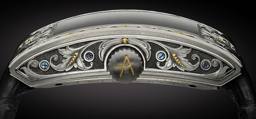 Arabesque Timepiece by ArtyA Black Crocodile Strap