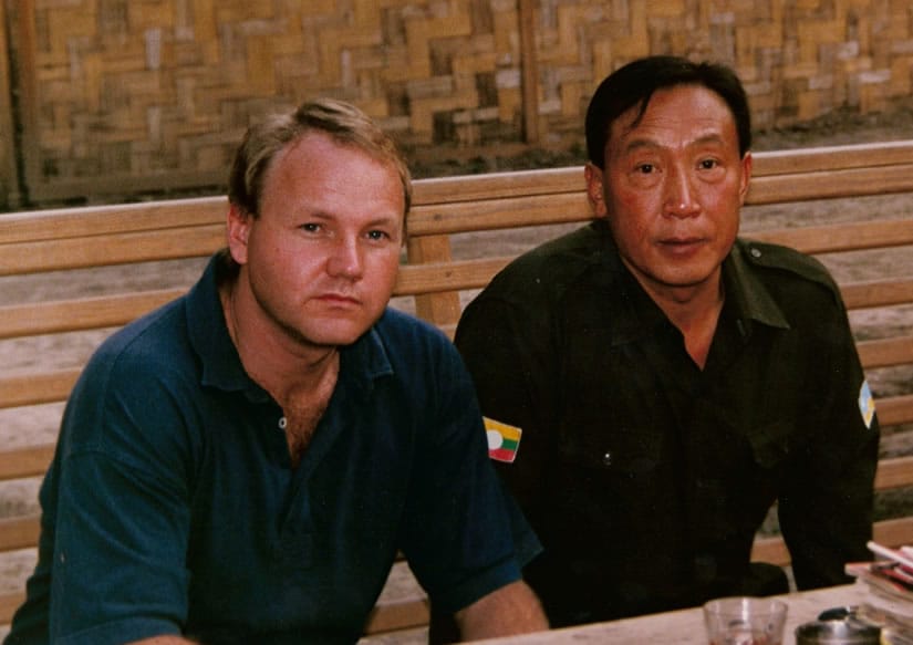 Khun Sa with Australian journalist Stephen Rice
