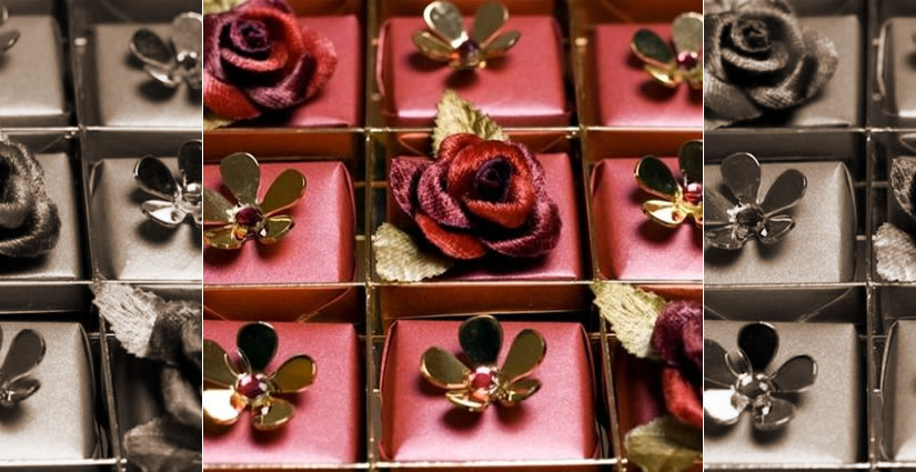 Expensive chocolates adorned with Swarovski crystals