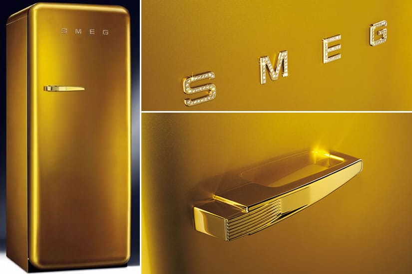 Smeg Gold Retro Fridge Boasts Swarovski Adornments
