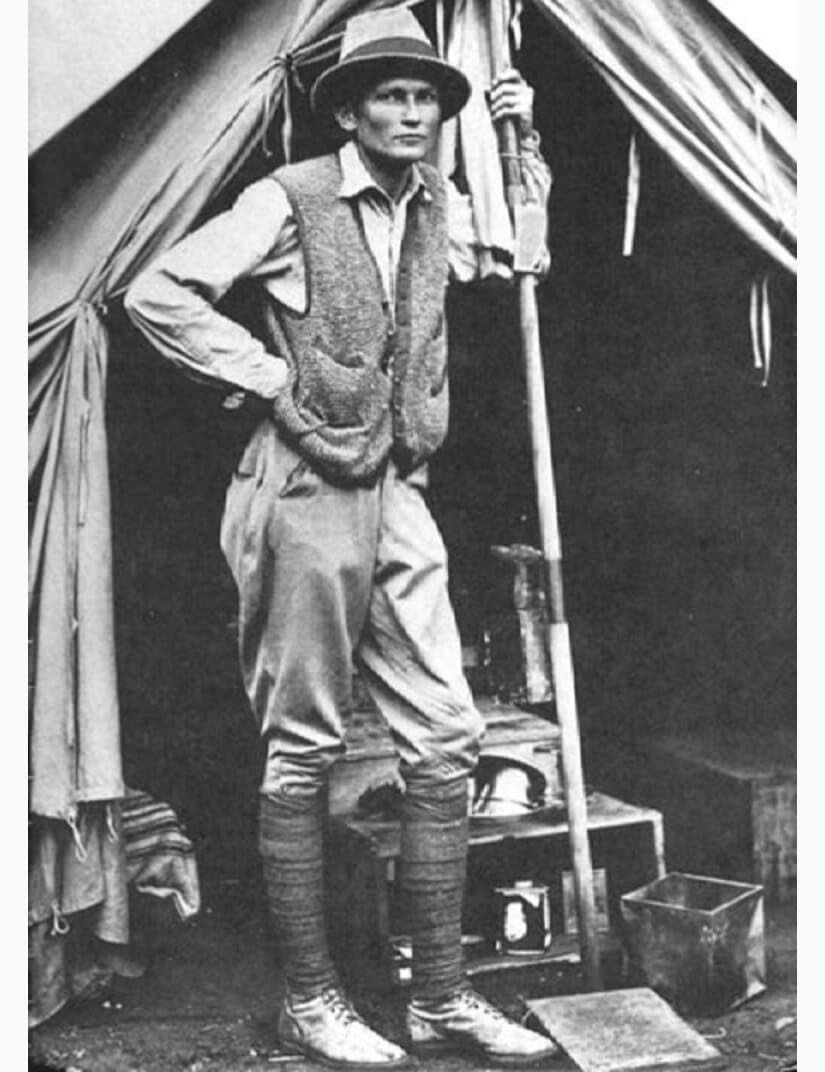 Hiram Bingham III at his tent door near Machu Picchu in 1912