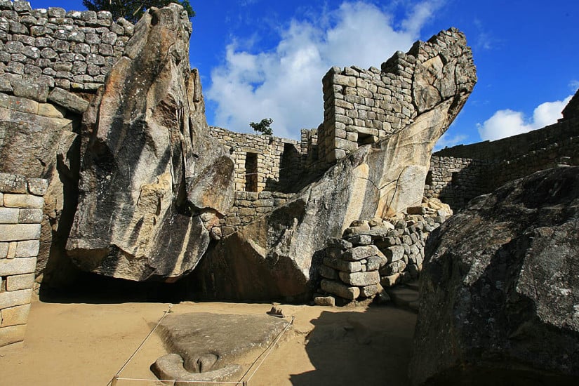 Natural rock forming the condor's wings Temple of the Condor Machu Picchu