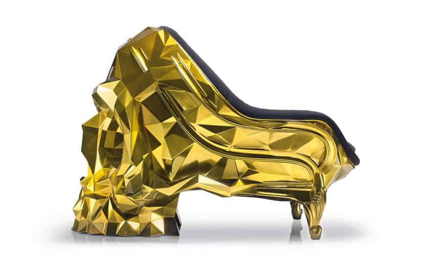 Steel Internal Frame, 24-Karat Gold Skull Armchair
