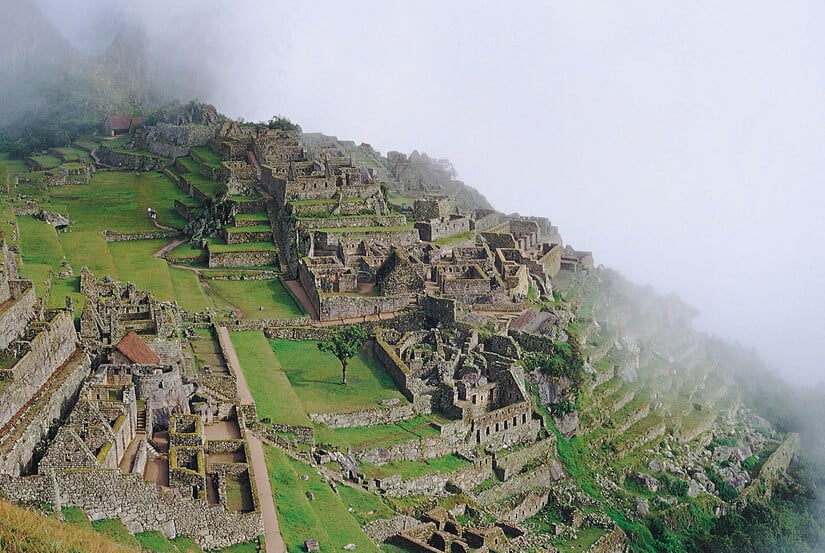 The Machu Picchu ruins in Peru
