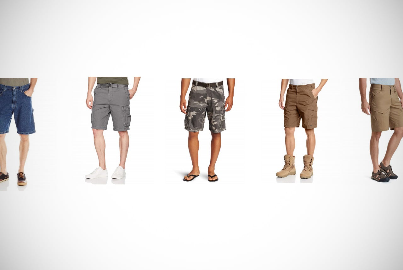 Mens Bermuda Cotton Combat Cargo Casual Zip Shorts with Belt