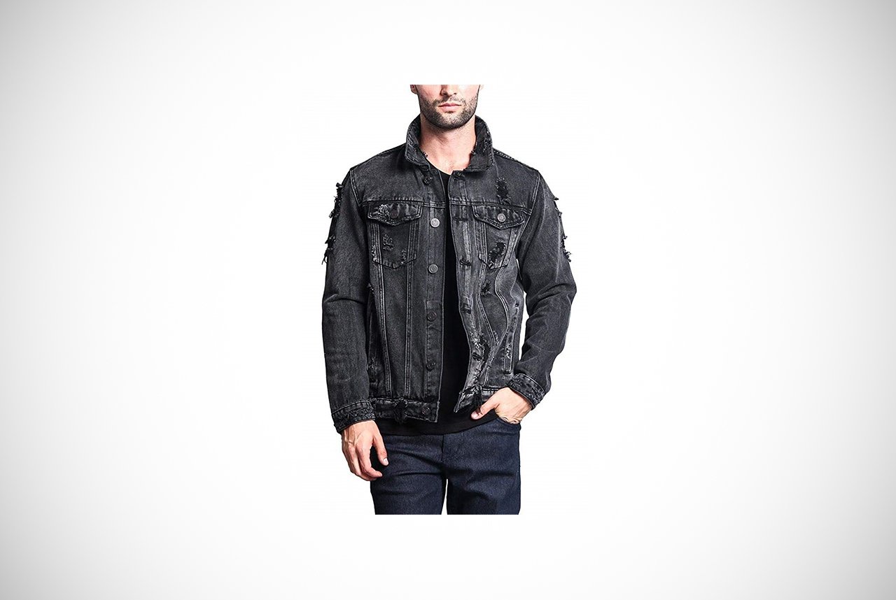 black jean jacket mens ripped