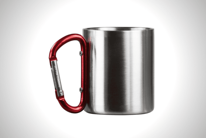 Life Gear Stainless Steel Double Walled Mug with Carabiner Handle