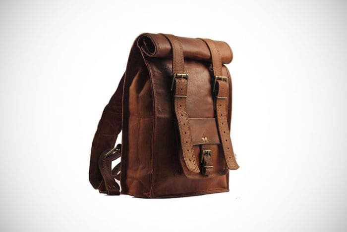 Urban Dezire Leather Vintage Rolltop Backpack