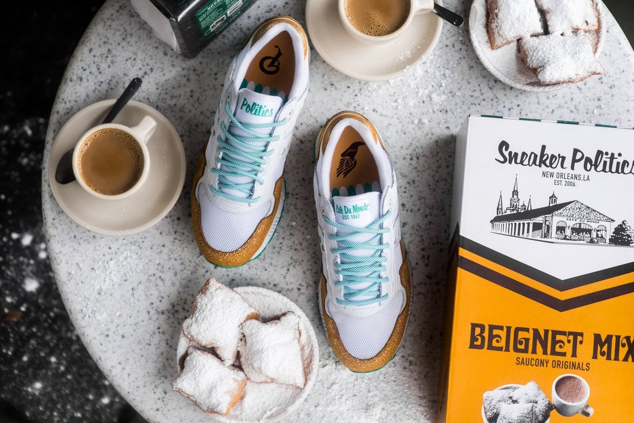 politics x cafe du monde x saucony shadow 5000