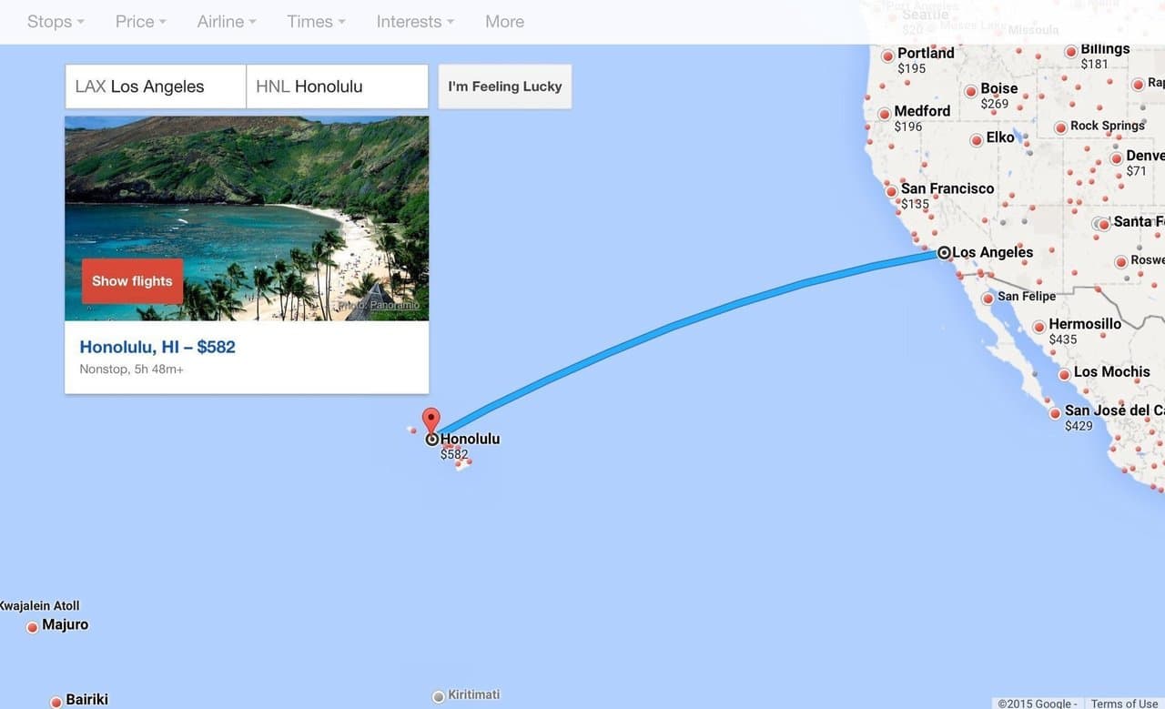Google Flights in English