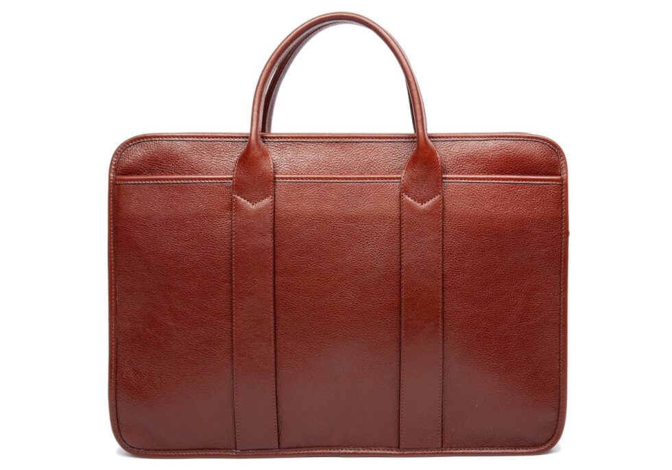 top zip leather briefcase