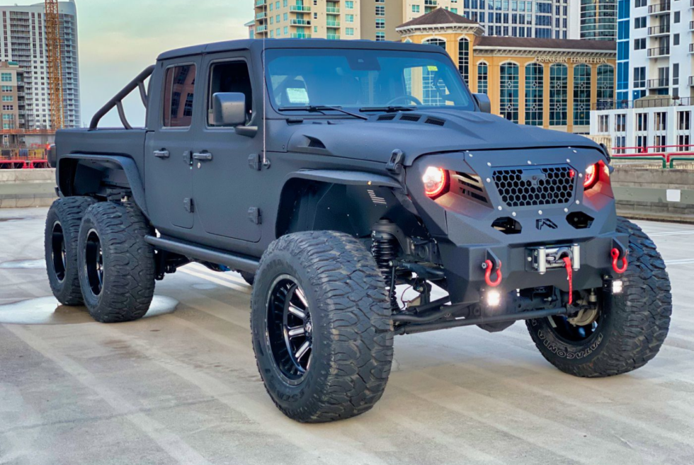 The So Flo Jeeps SF6X6G is an intimidating 6-wheeled Jeep Gladiator Rubicon