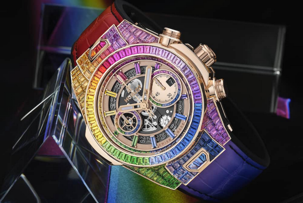 Hublot’s Big Bang Unico Full Baguette King Gold Rainbow flaunts colorful extravagance