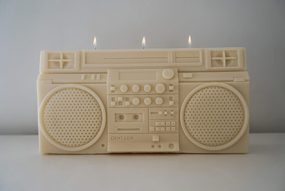 The cent.ldn boombox Candle Adds A Retro Flair To Your Home Decor Setup