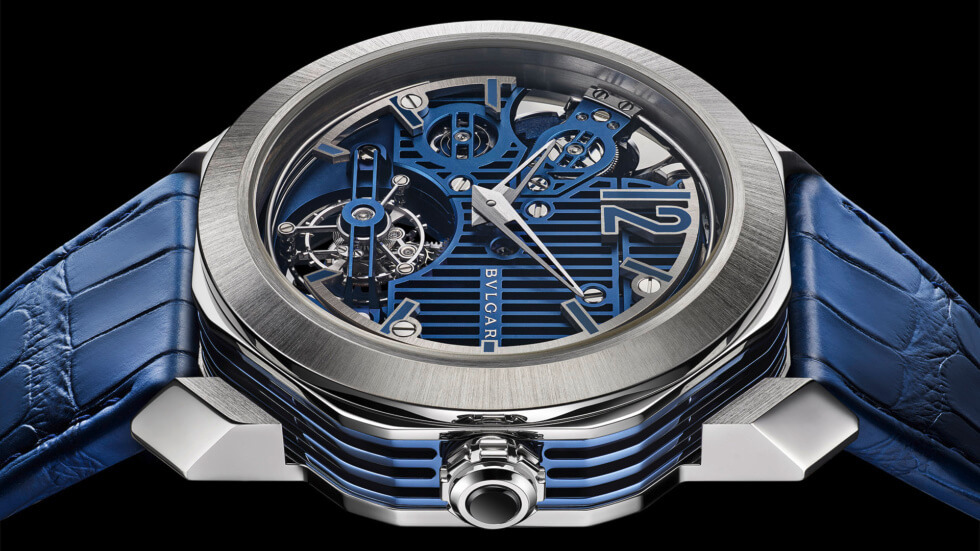 Octa Roma Blue Carillon Tourbillon crown
