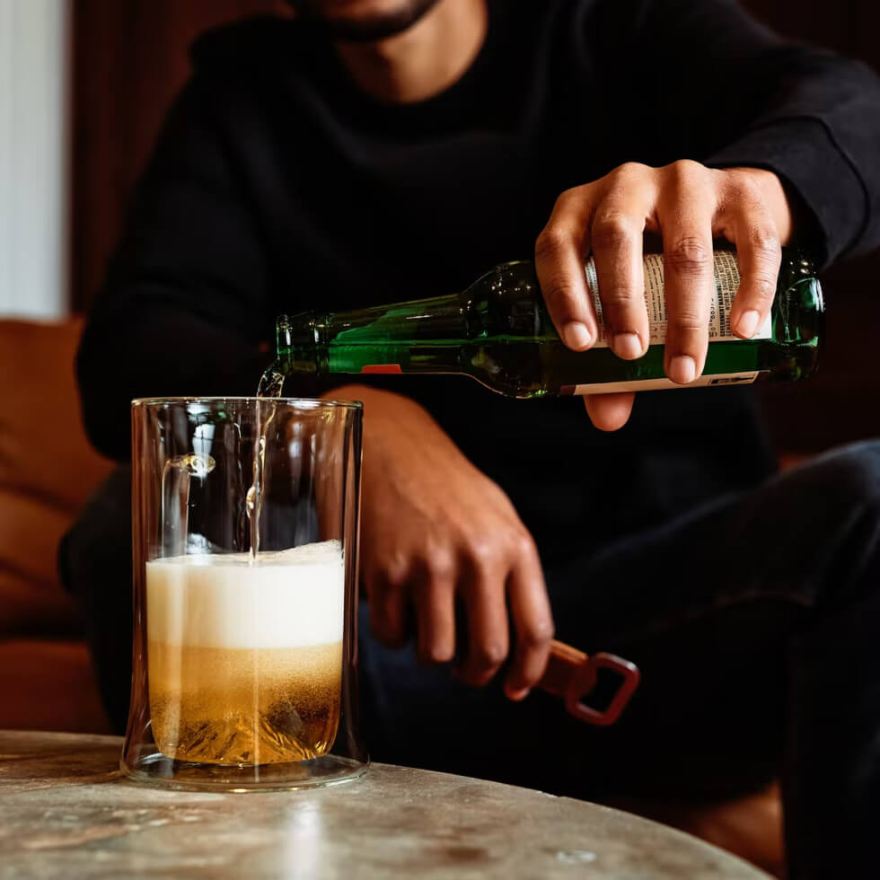 Double Wall Beer Stein Pour