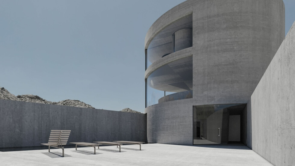 Concrete Cylinder Courtyard