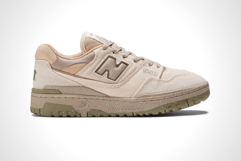 The New Balance 550 Looks Stylish With Its Canvas Upper In Tonal ‘Desert’ Colors