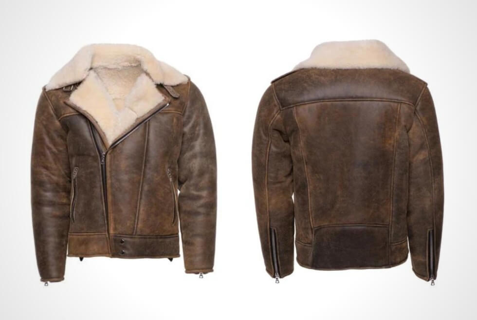Carter's Distressed Biker bomber Shearling Jacket