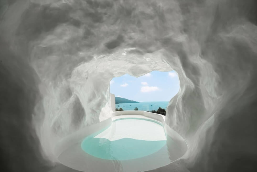 Miyue Blue & White Holy Island Pool Homestay Features Cavelike Pool 