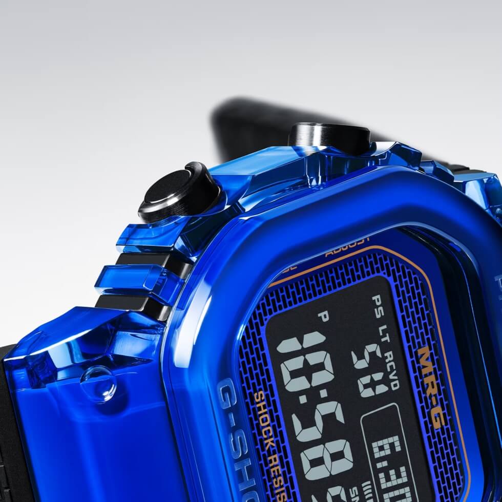 Blue sapphire components of the Casio MRG-D5000 Multi-Guard Structure